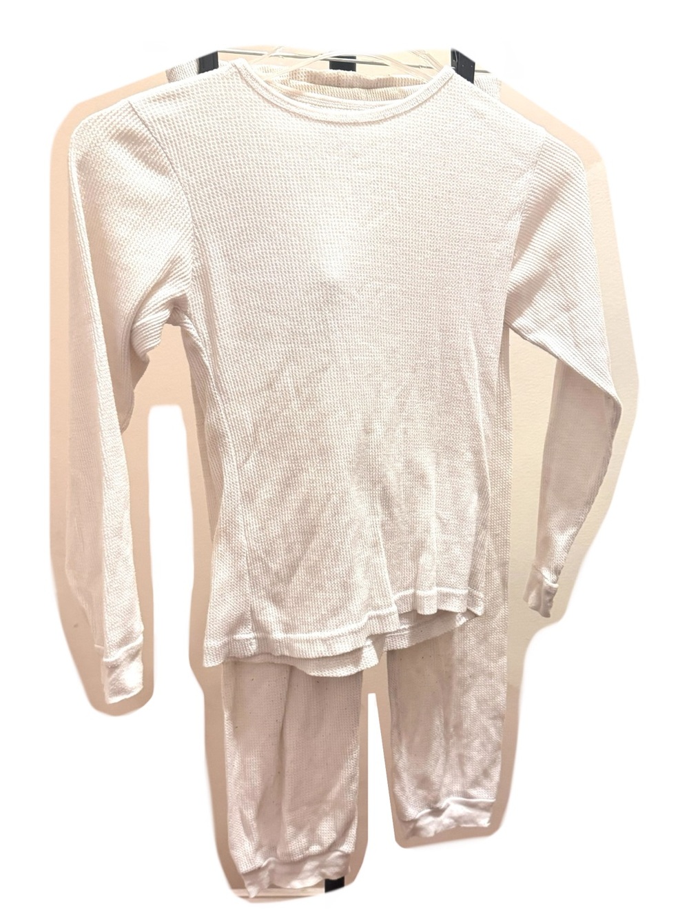 White Thermal Pajama Shirt and Pants Set